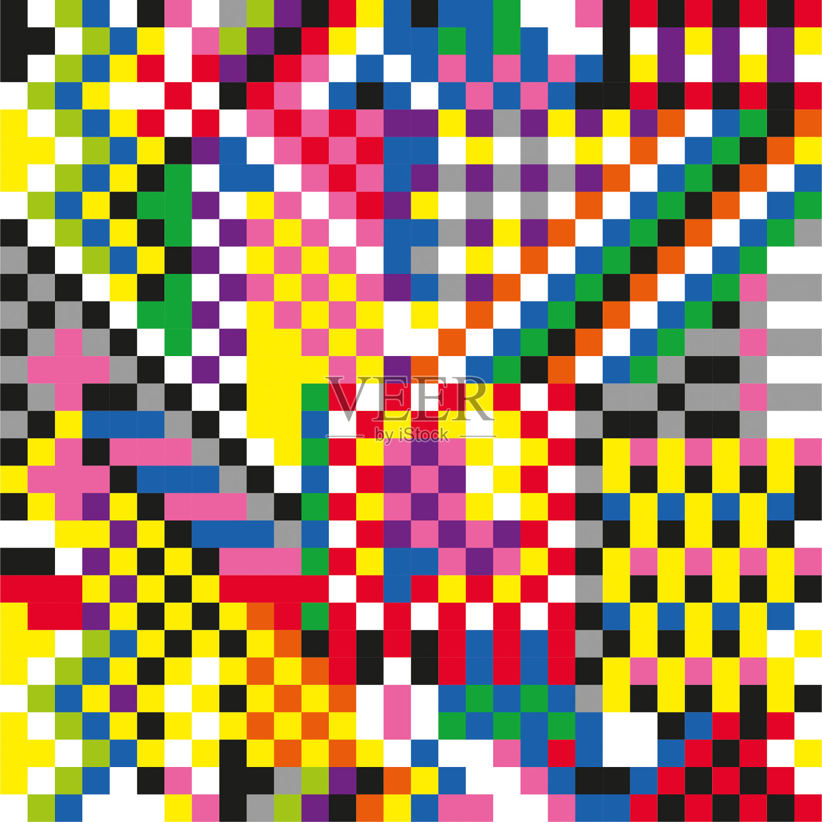 抽象无缝模式与像素,彩色背景,矢量插图。插画图片素材