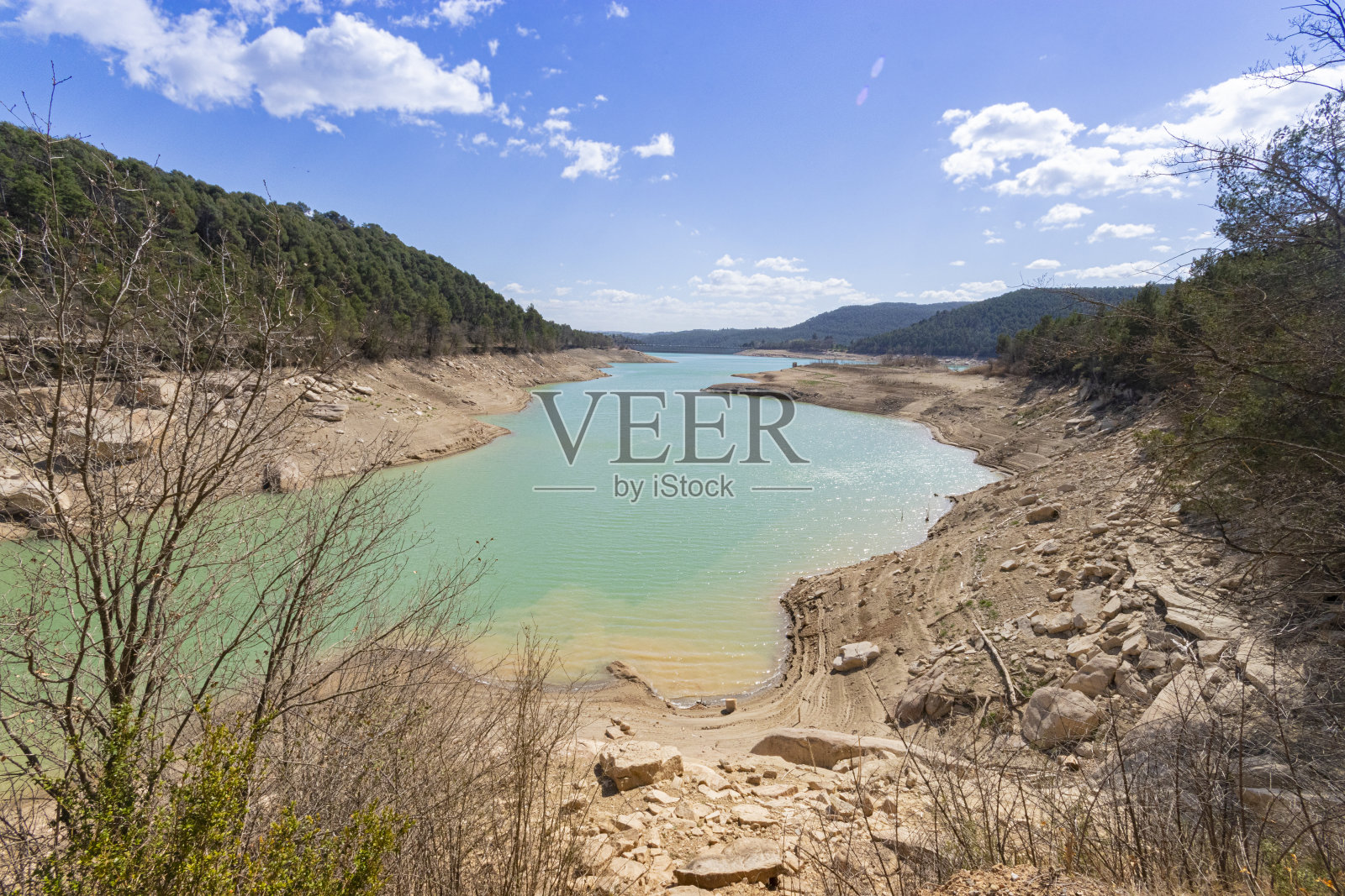 Sant Ponç Reservoir, Drought during 2023 Catalonia, Spain照片摄影图片