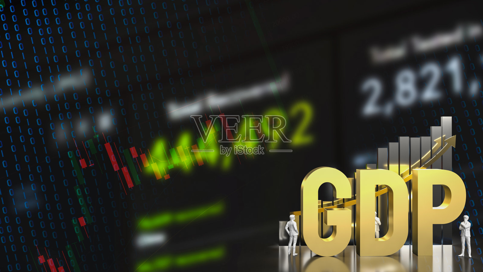 商业概念3d渲染的黄金GDP和图表背景照片摄影图片