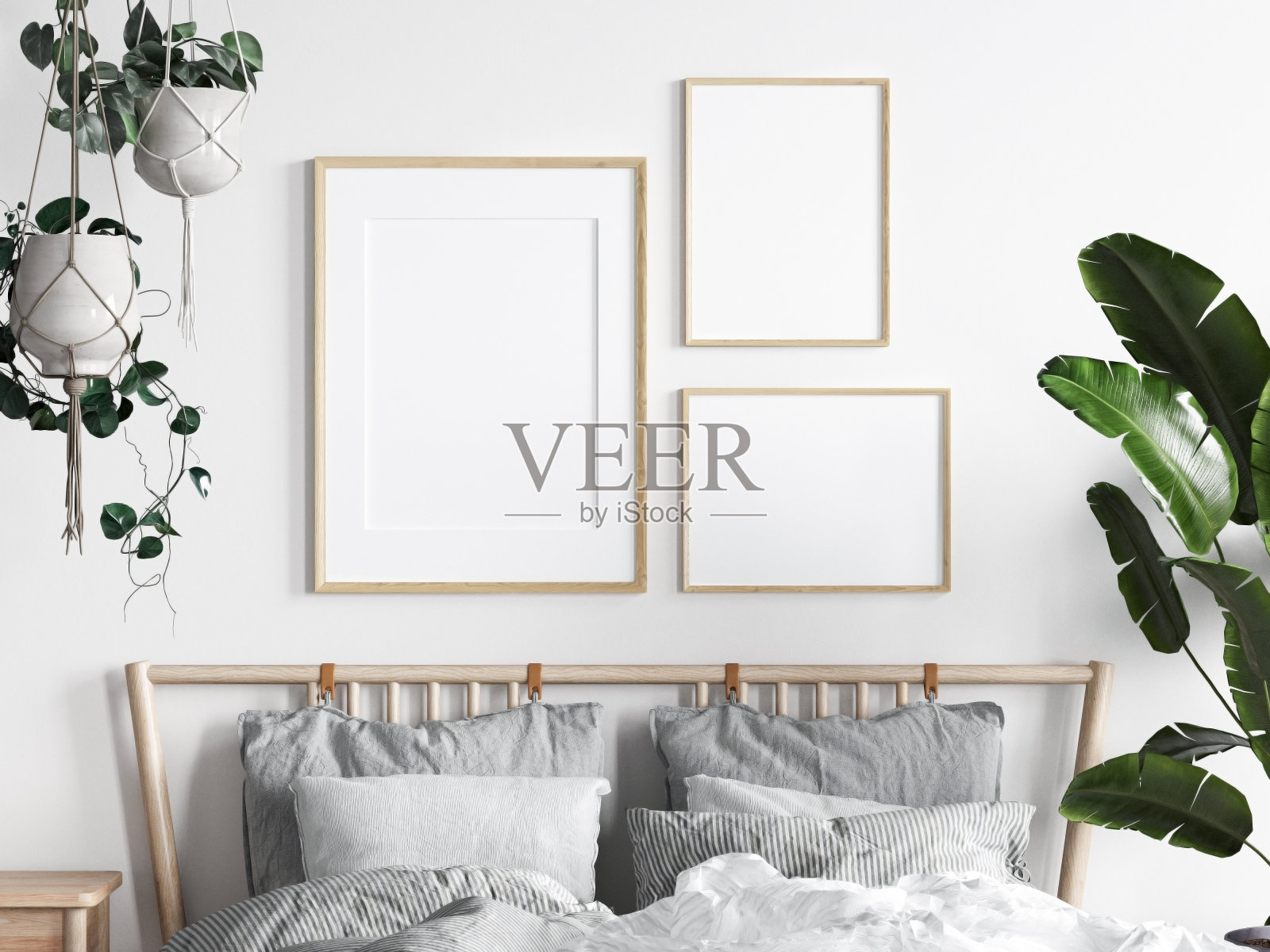 模型框架在舒适的卧室内部照片摄影图片