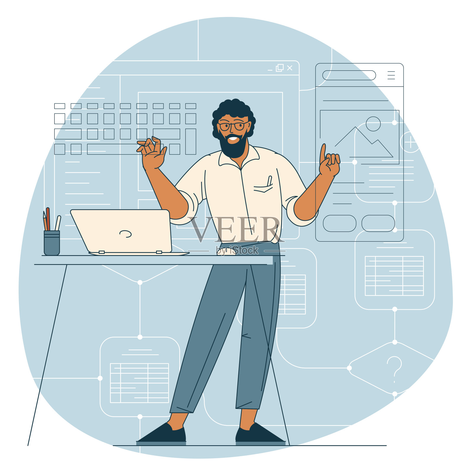 软件,应用程序和网络和开发概念。插画图片素材