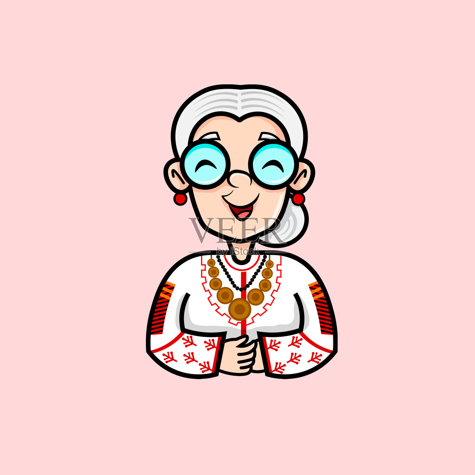 老妇人卡通吉祥物插画图片素材