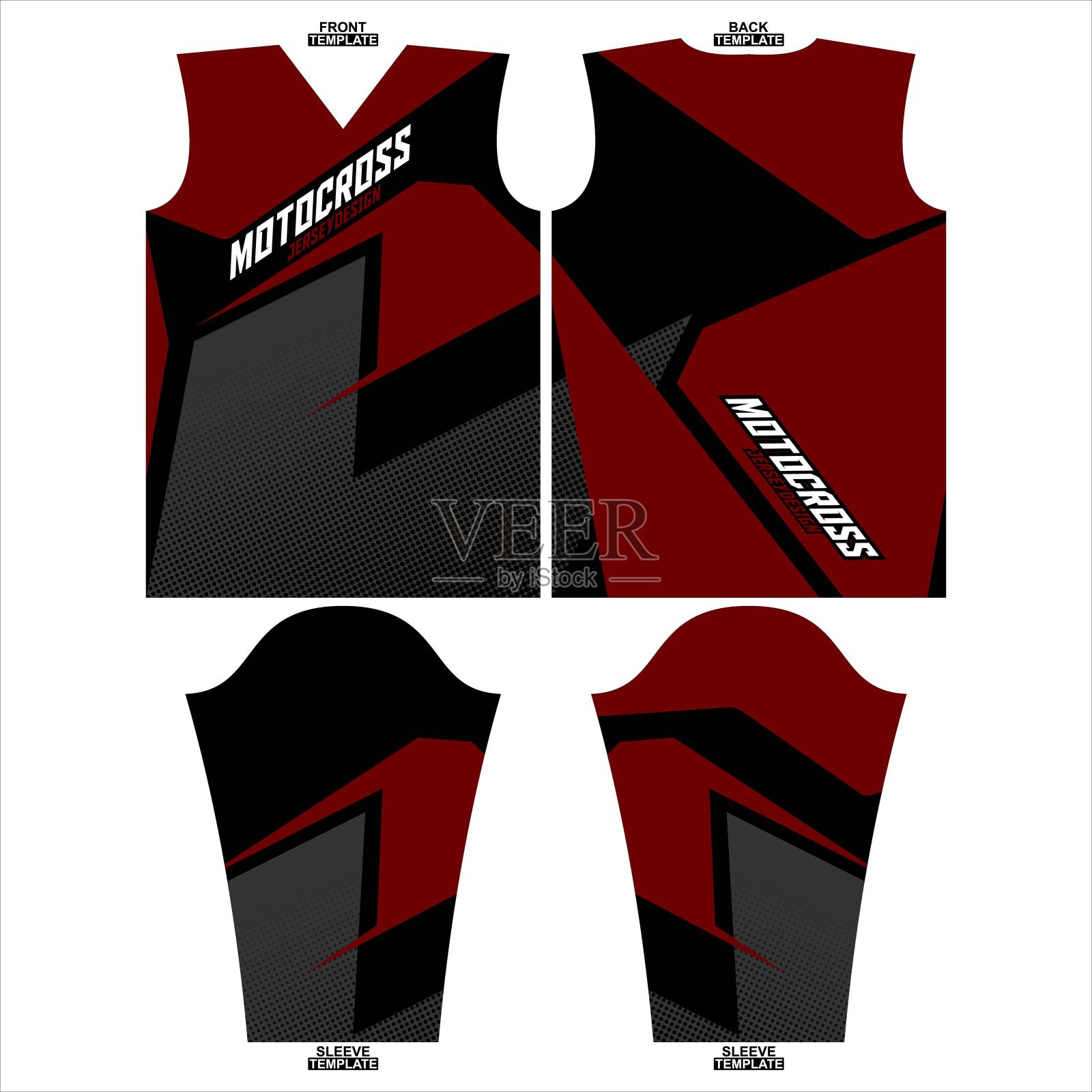 印花升华摩托车越野长袖运动衫设计插画图片素材