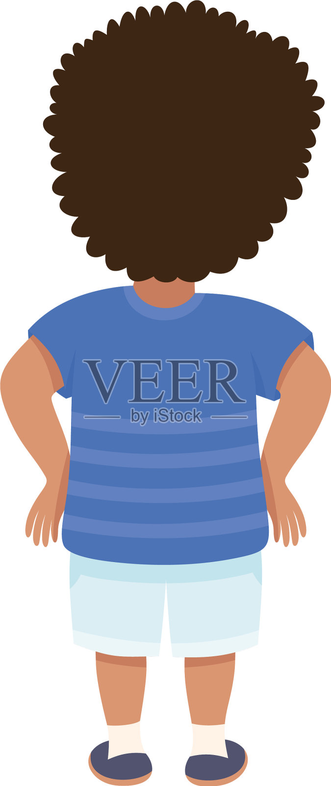 穿着蓝色运动衫的小男孩站着转过身设计元素图片