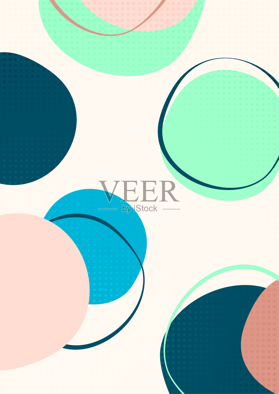 彩色的年度报告宣传册传单设计模板与风格圈。矢量插图,用于演示页封面抽象平面背景,布局在A4插画图片素材