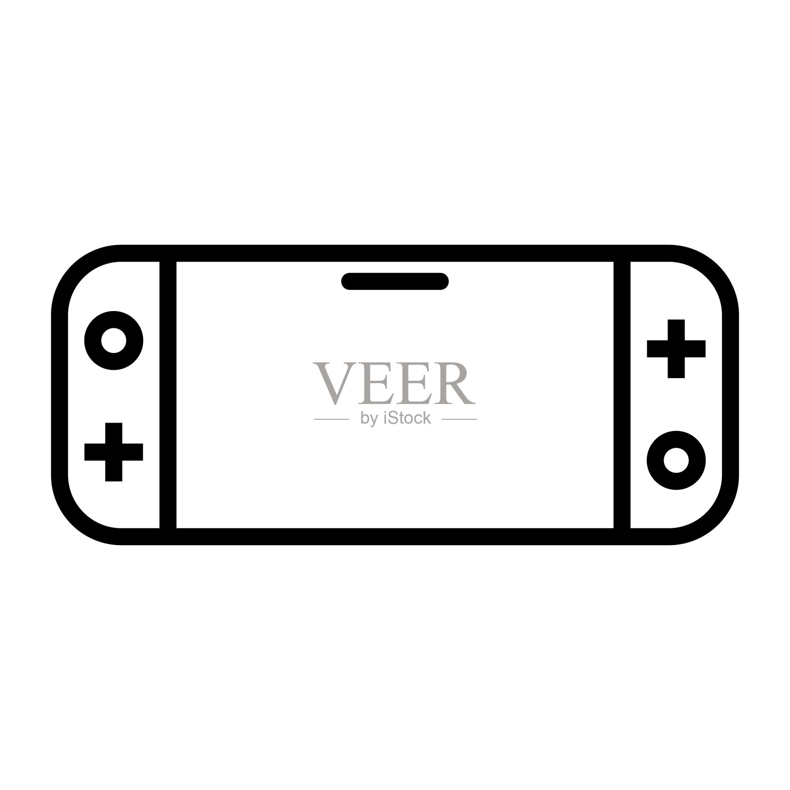 便携式游戏机图标为黑线样式图标,样式孤立在白色背景上插画图片素材