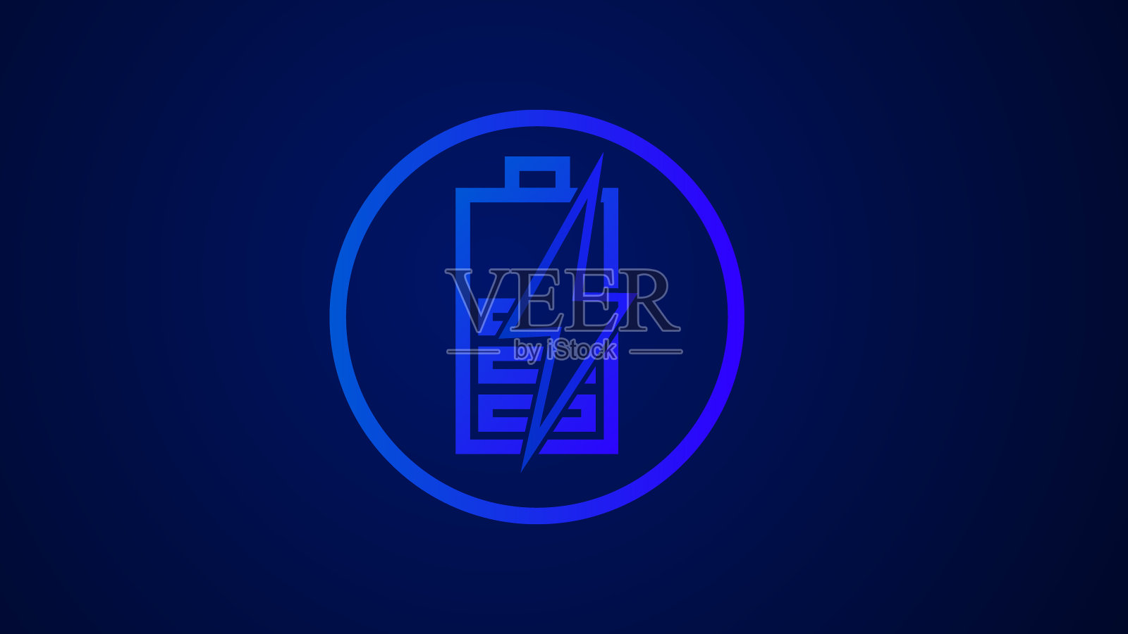 标志电力充电电池符号蓝色插图背景。插画图片素材