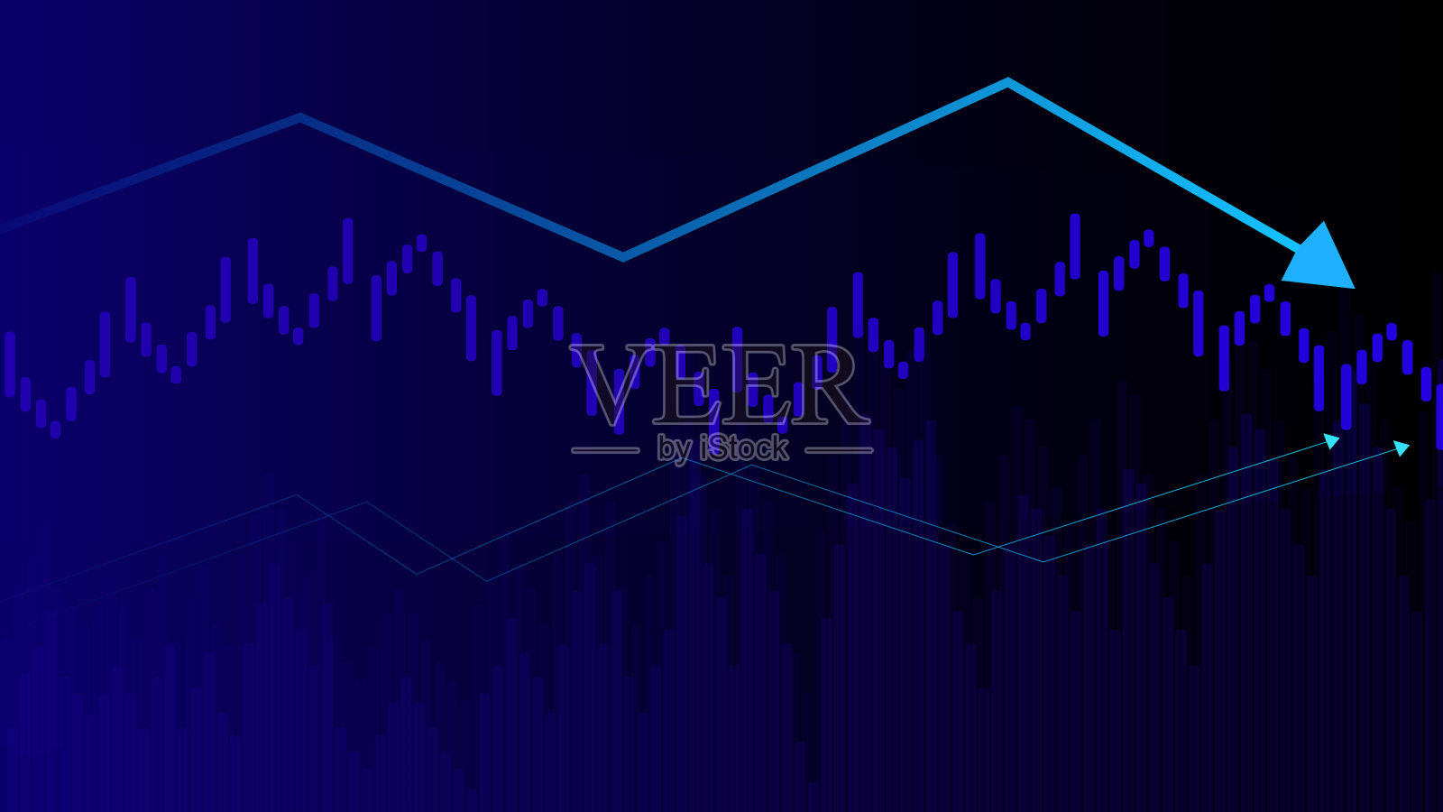 黑色背景上的蓝色音频均衡器。声波插图插画图片素材