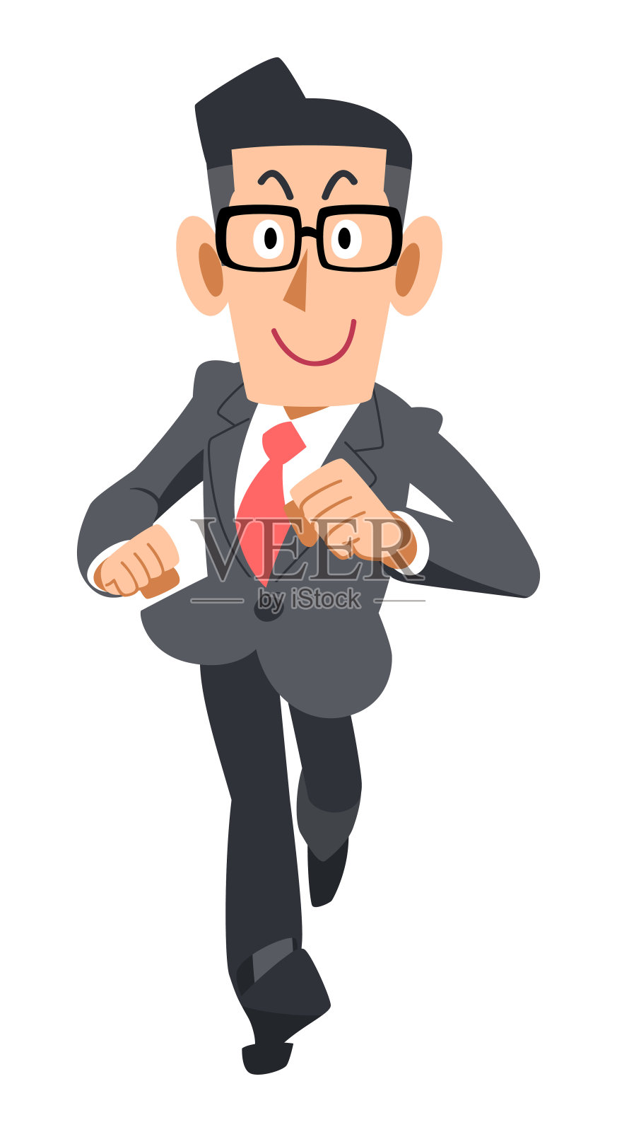带着眼镜奔跑的商人形象插画图片素材