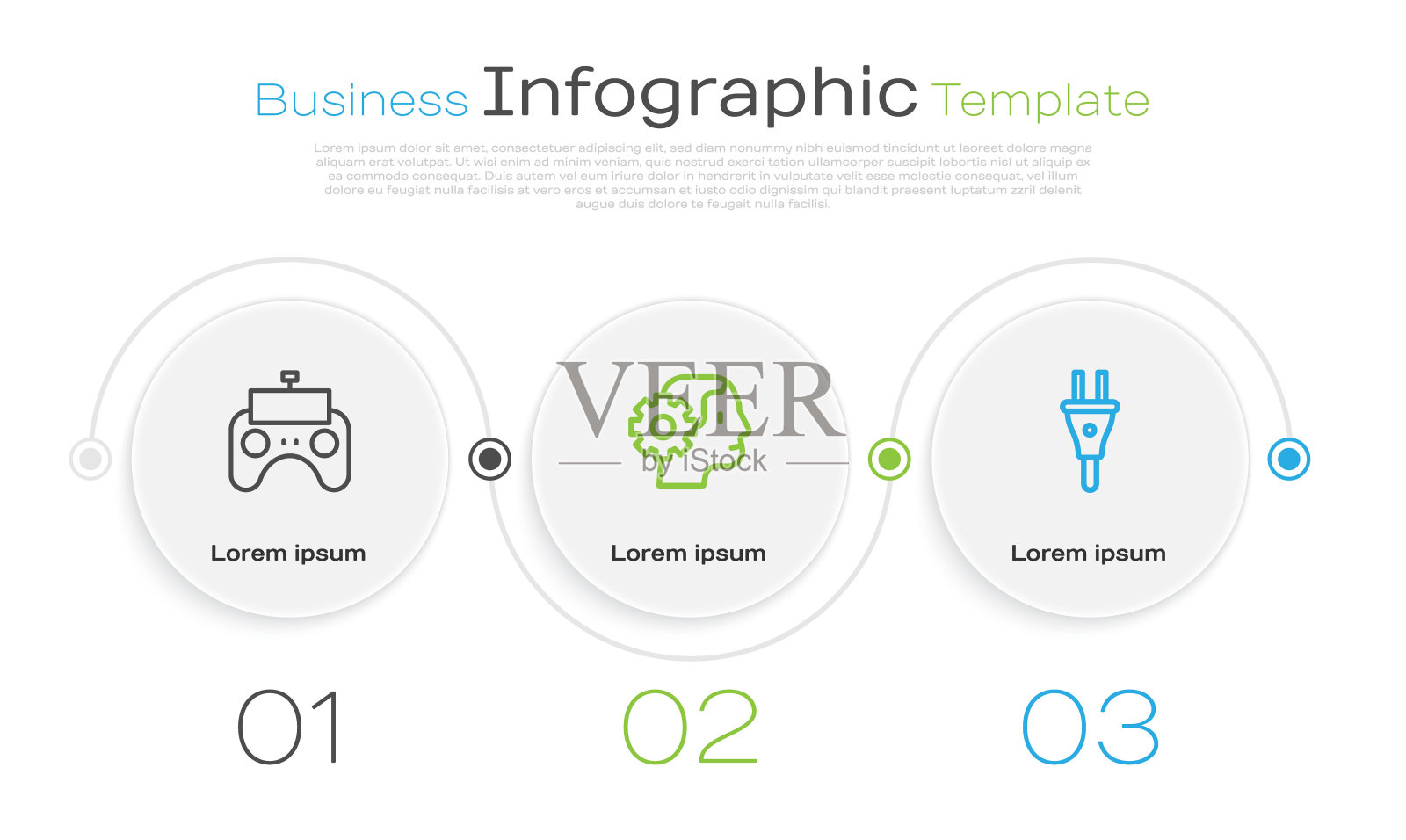 设置线路遥控,人形机器人和电源插头。业务信息图模板。向量设计模板素材