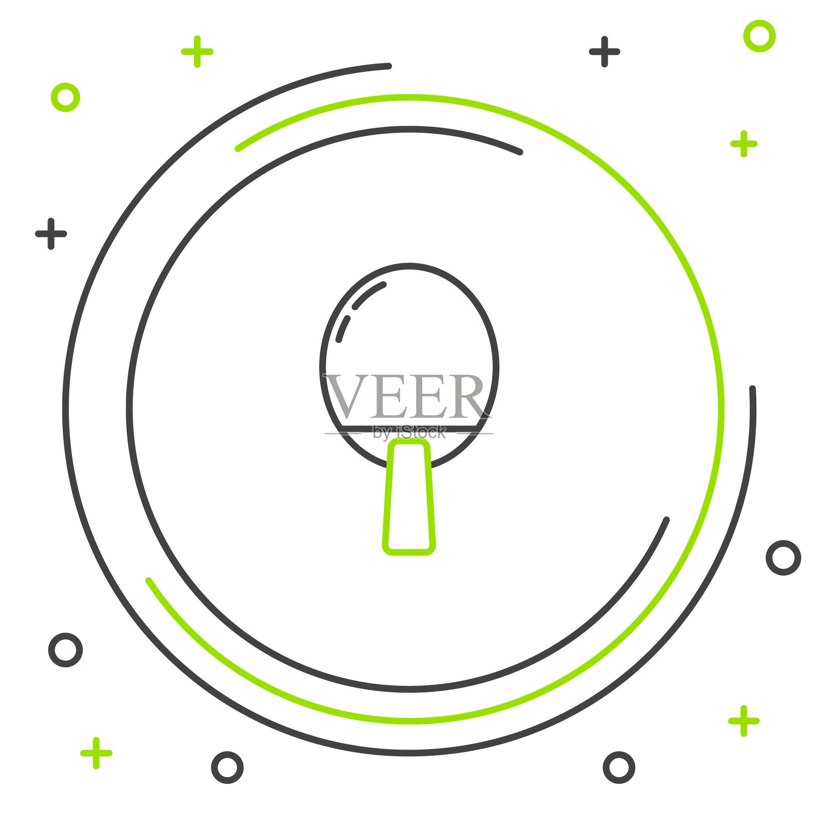 线球拍打乒乓球图标孤立在白色背景。彩色轮廓概念。向量插画图片素材