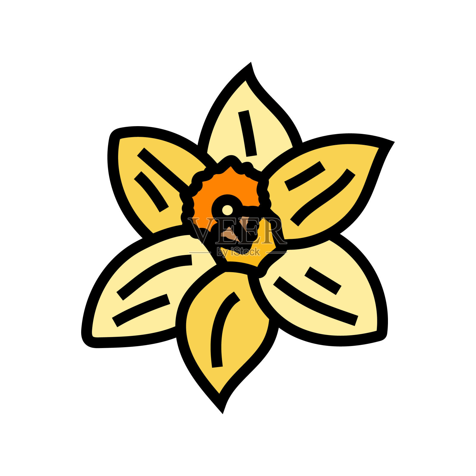 水仙花春天颜色图标矢量插图插画图片素材
