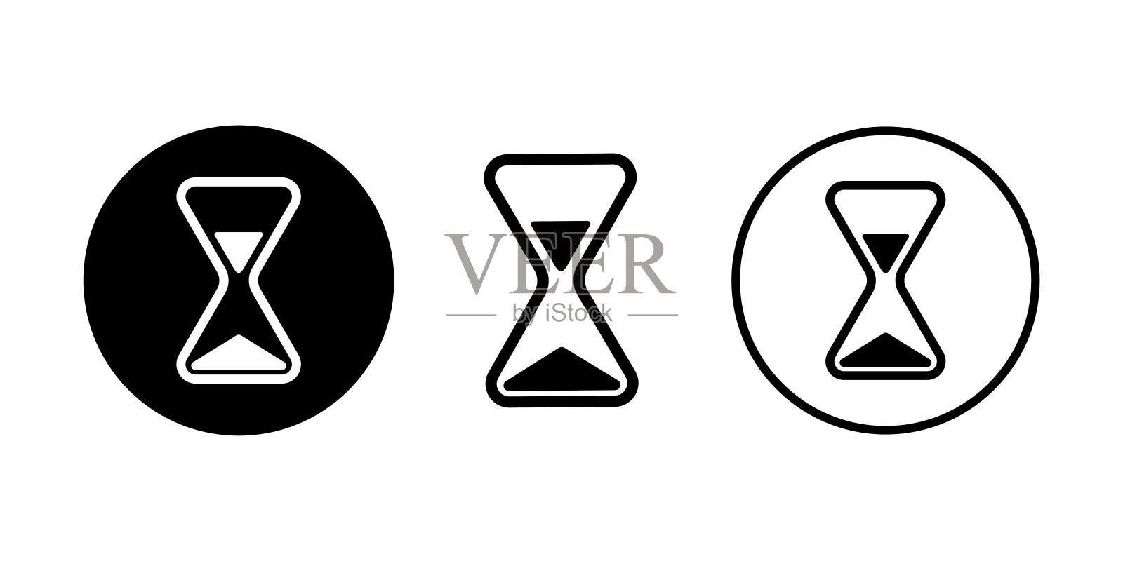 沙钟矢量图标。沙漏图标设置。沙漏矢量插图。图标素材