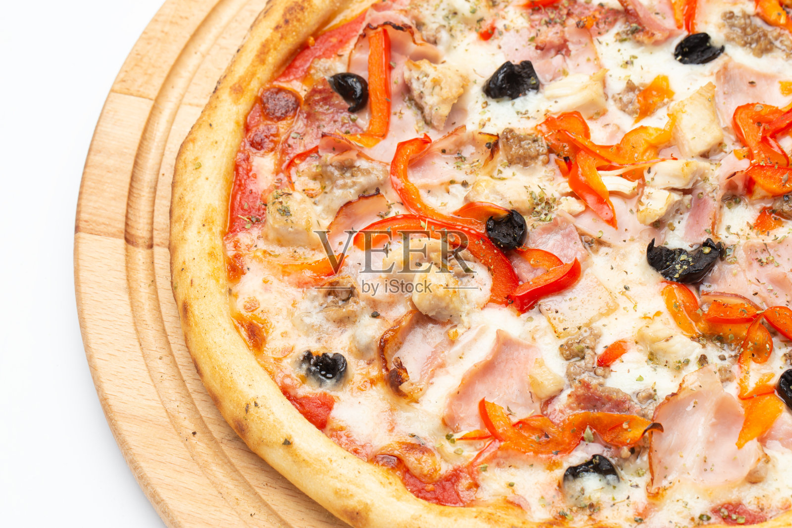 传统的意大利披萨。披萨店的菜单。照片摄影图片