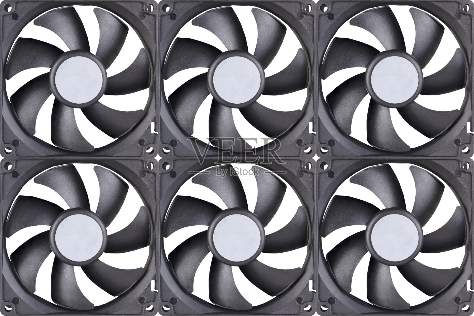 六个黑色塑料电脑风扇照片摄影图片