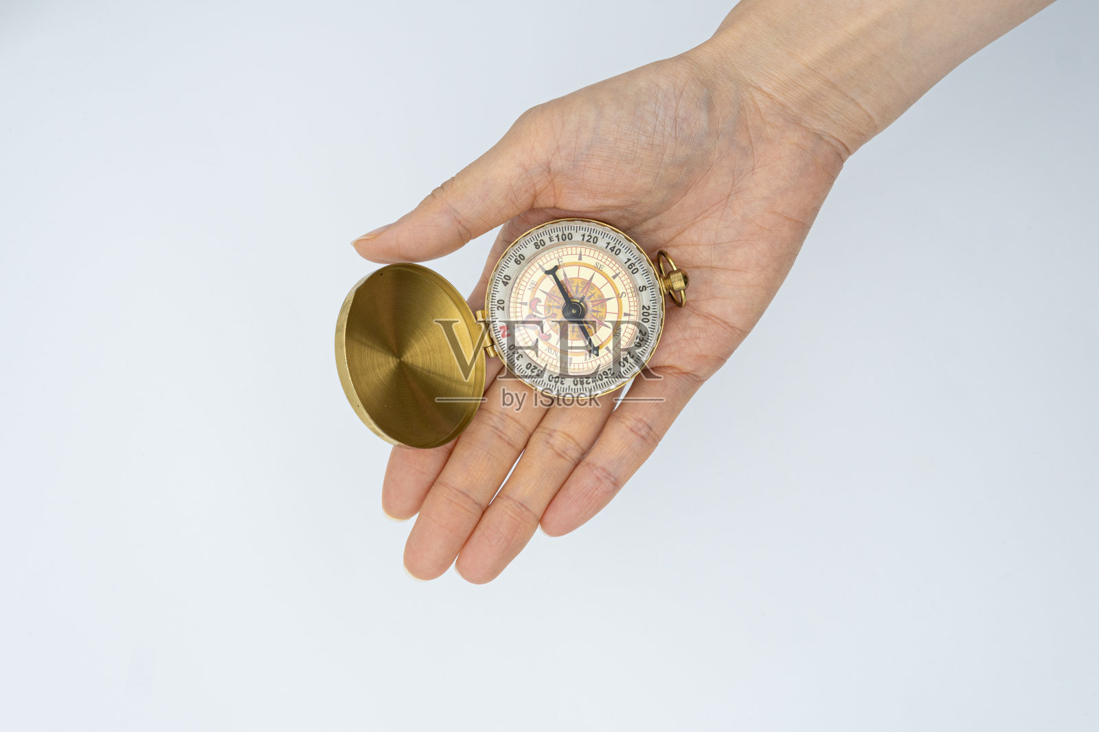 拿着指南针的概念照片摄影图片