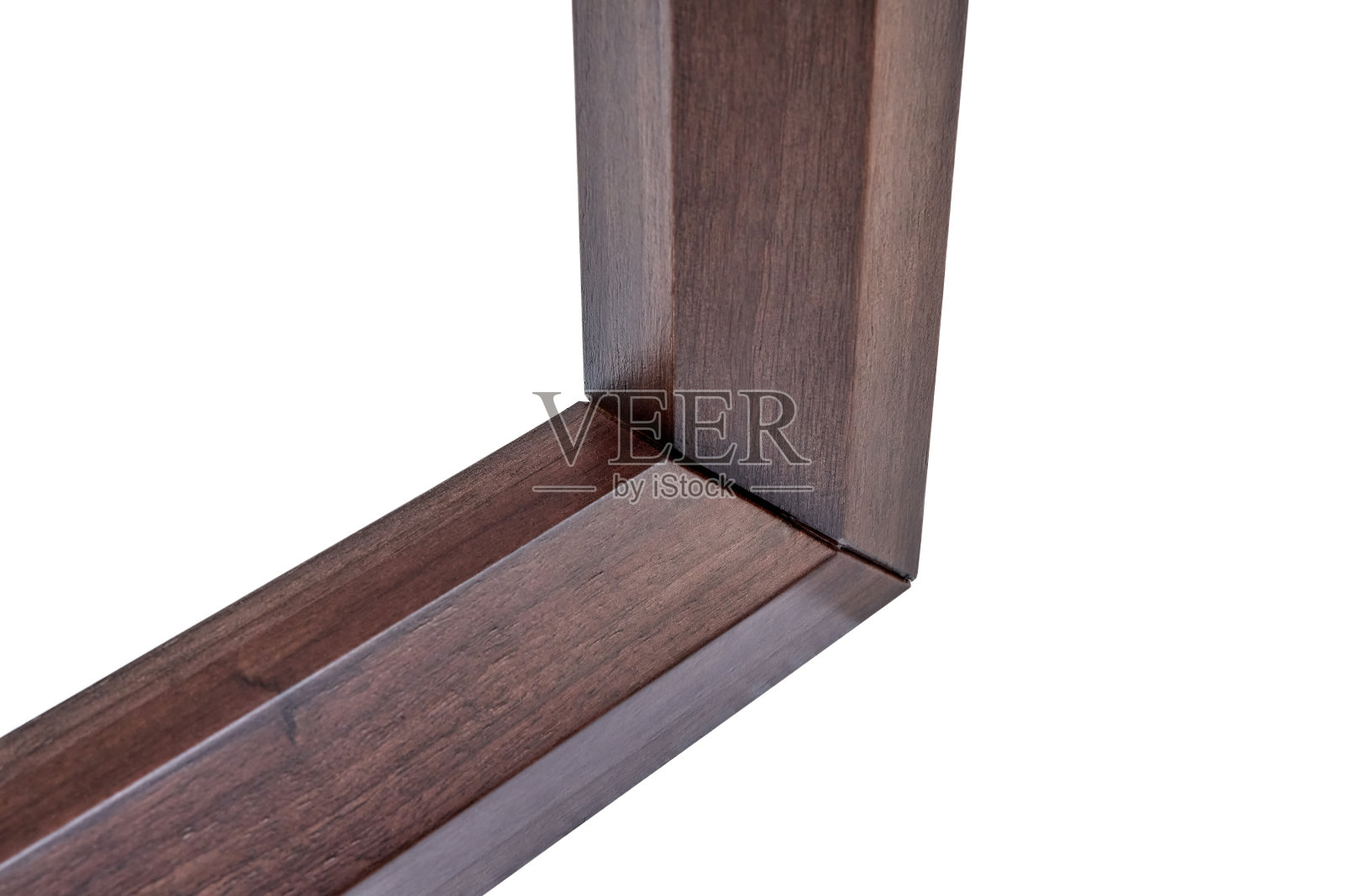 木制床头柜框架由实心胡桃木制成,白色背景隔离特写照片摄影图片