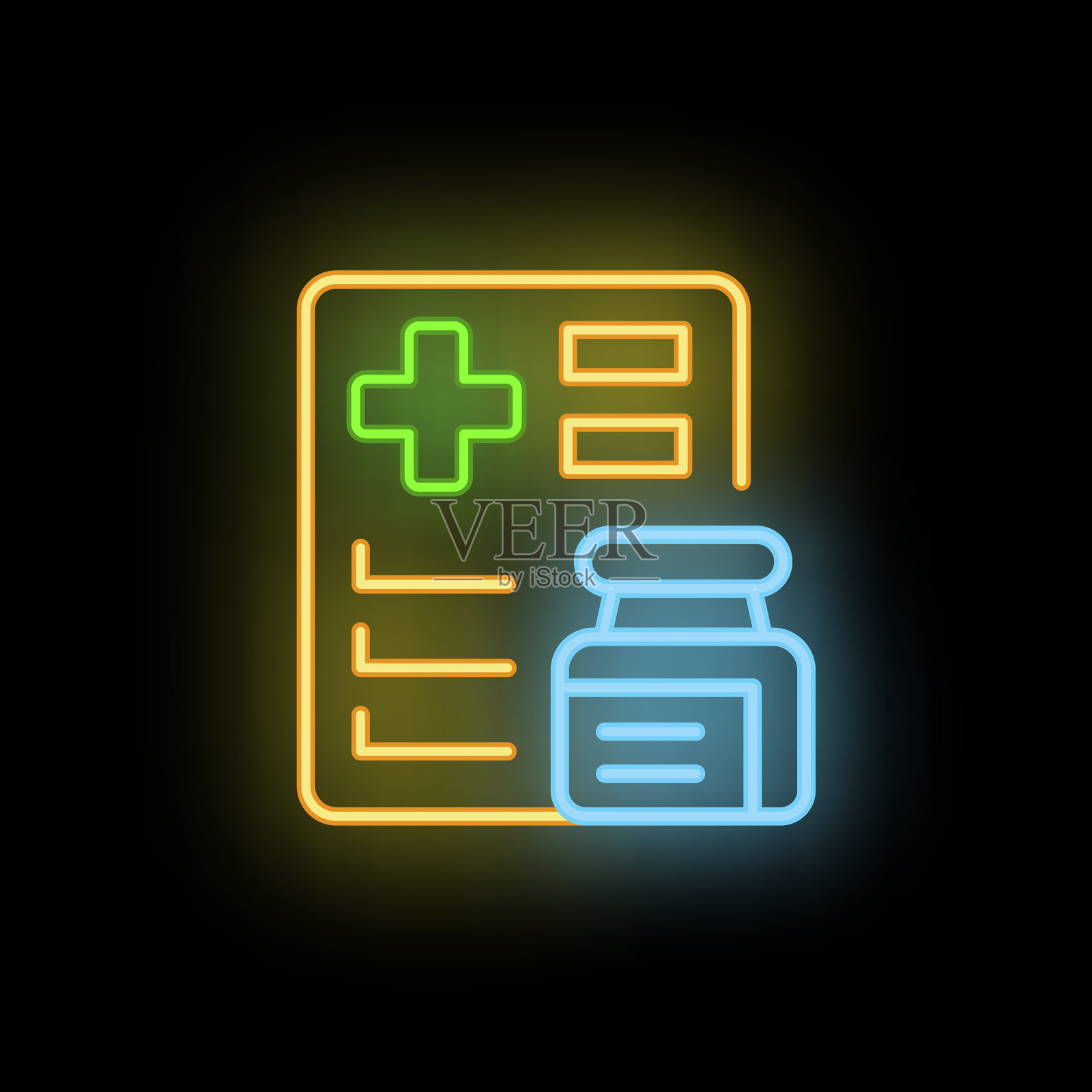 医用纸图标霓虹灯插画图片素材