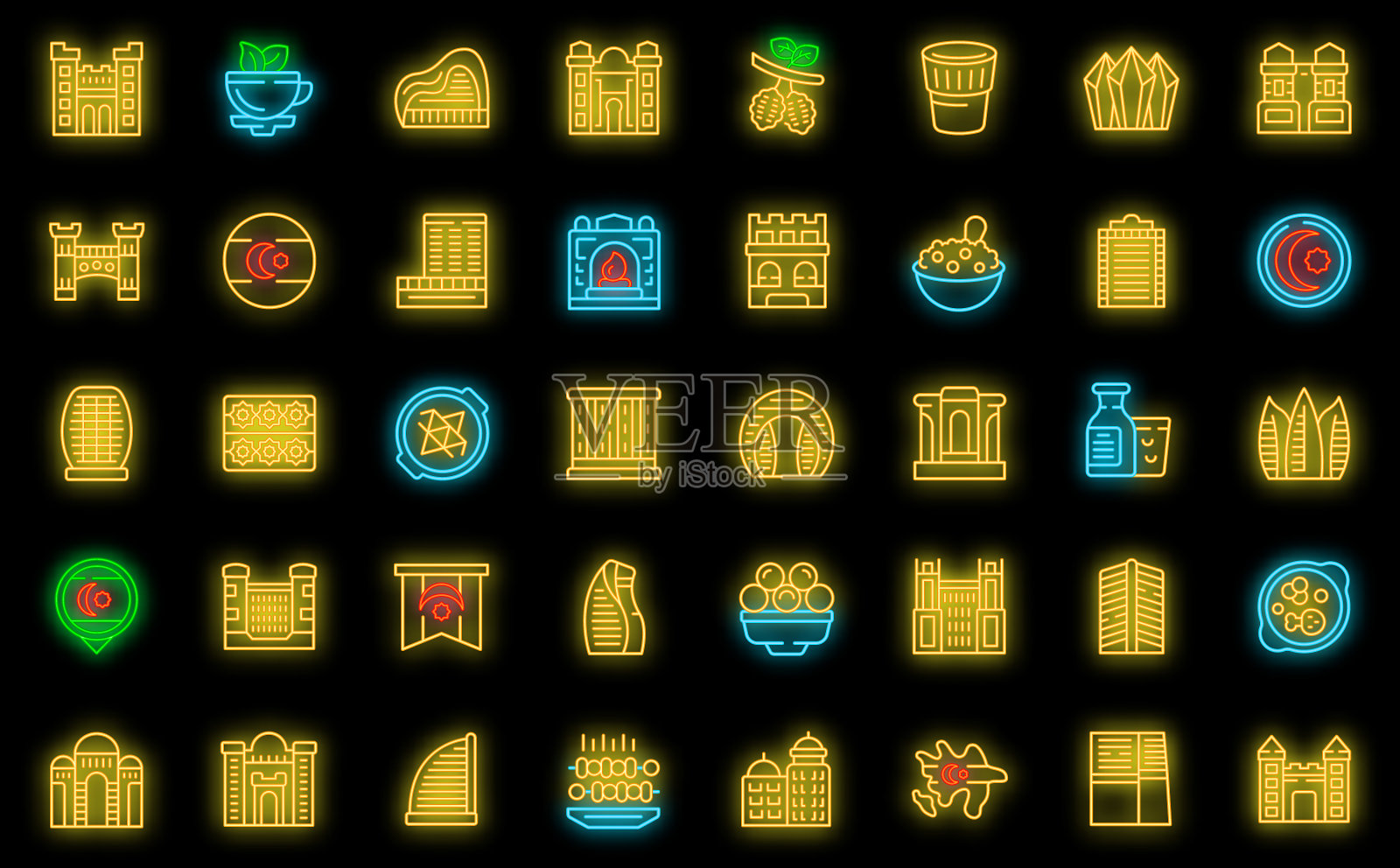 巴库图标设置霓虹灯图标素材