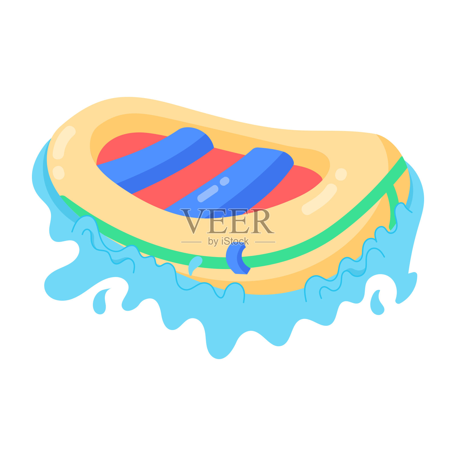 橡皮艇插画图片素材