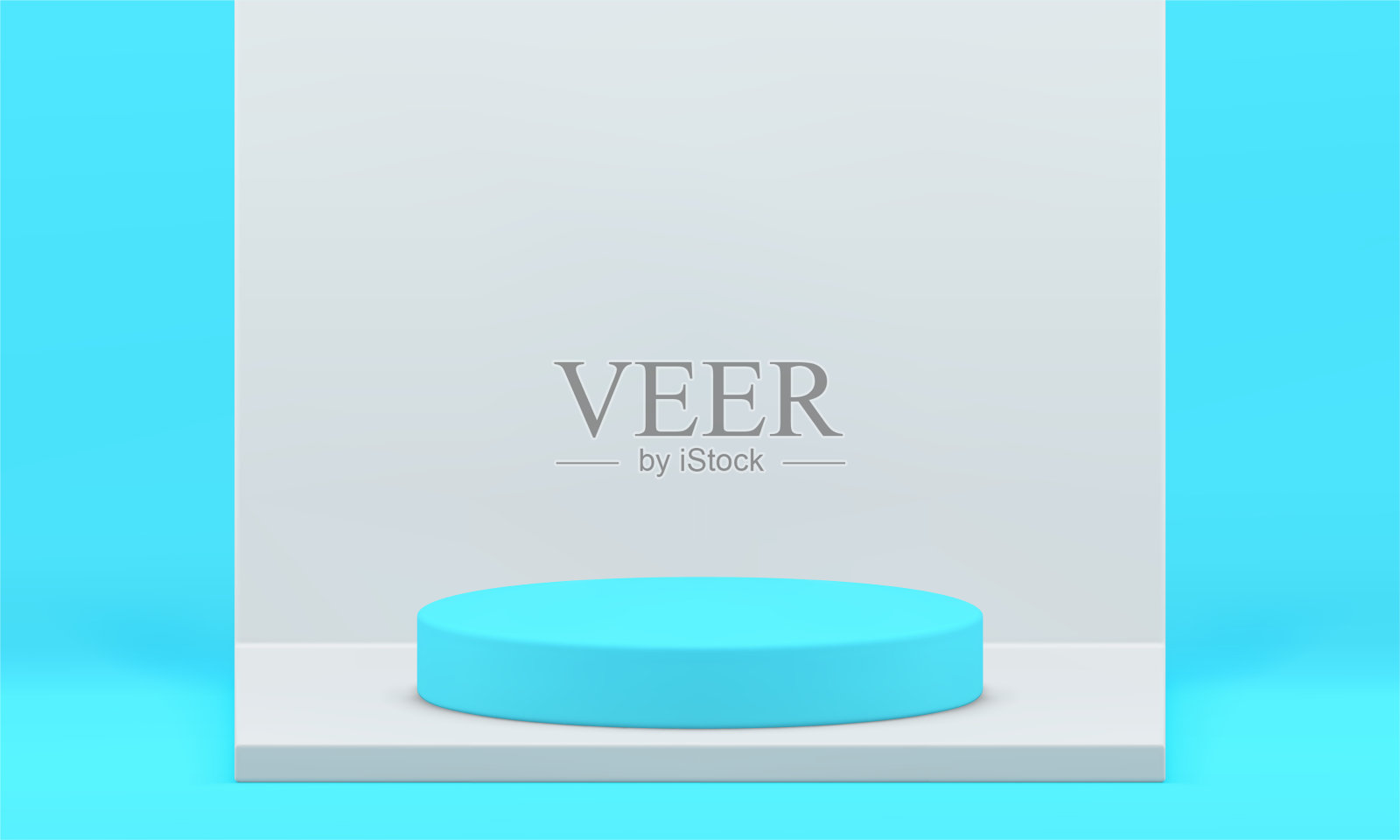 蓝色三维裙台广告平台产品展示几何基础逼真矢量插画图片素材