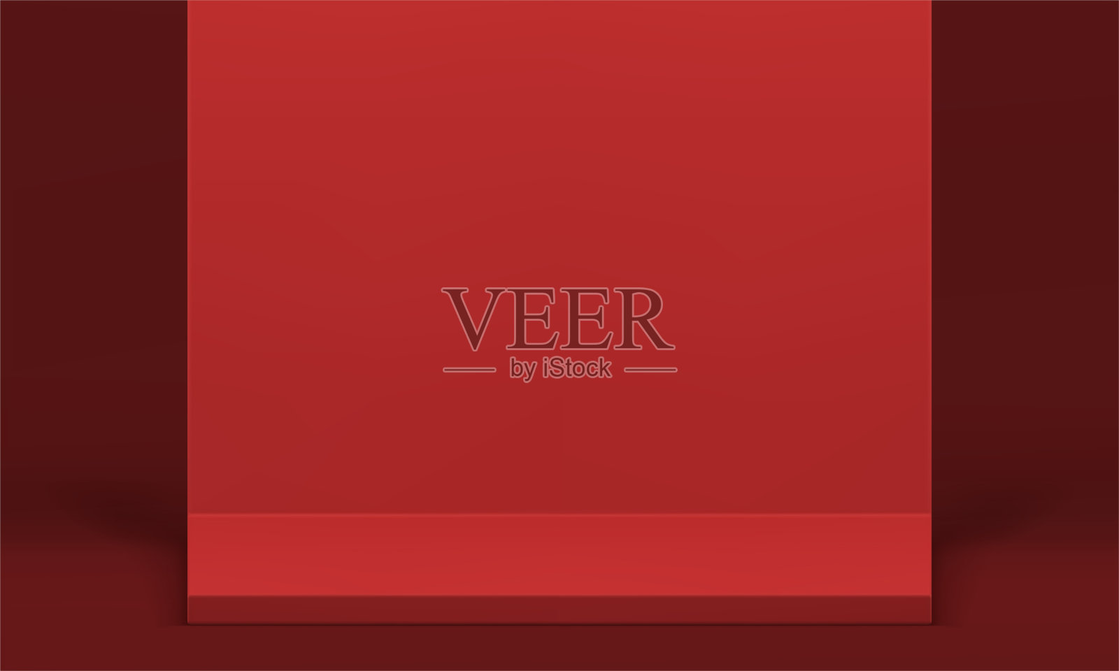 红色3d舞台方形平台墙面装饰工作室背景为产品展示矢量插画图片素材