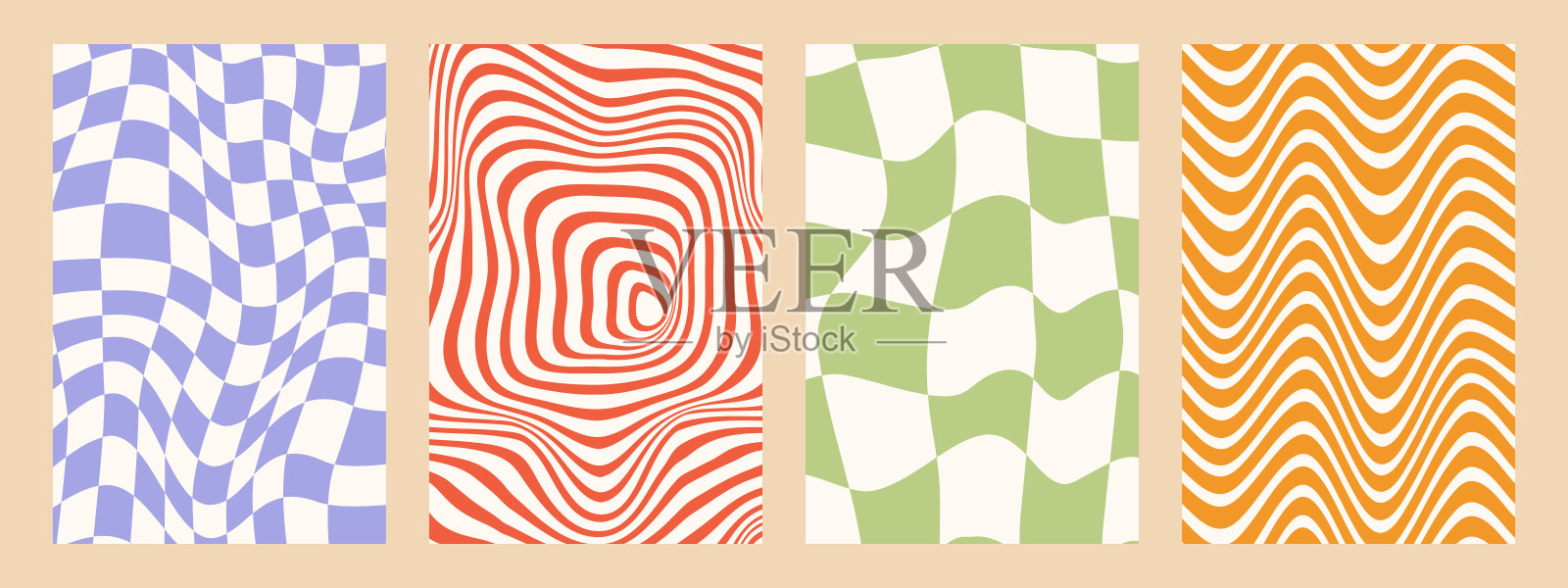一套抽象的迷幻背景,光学错觉插画图片素材