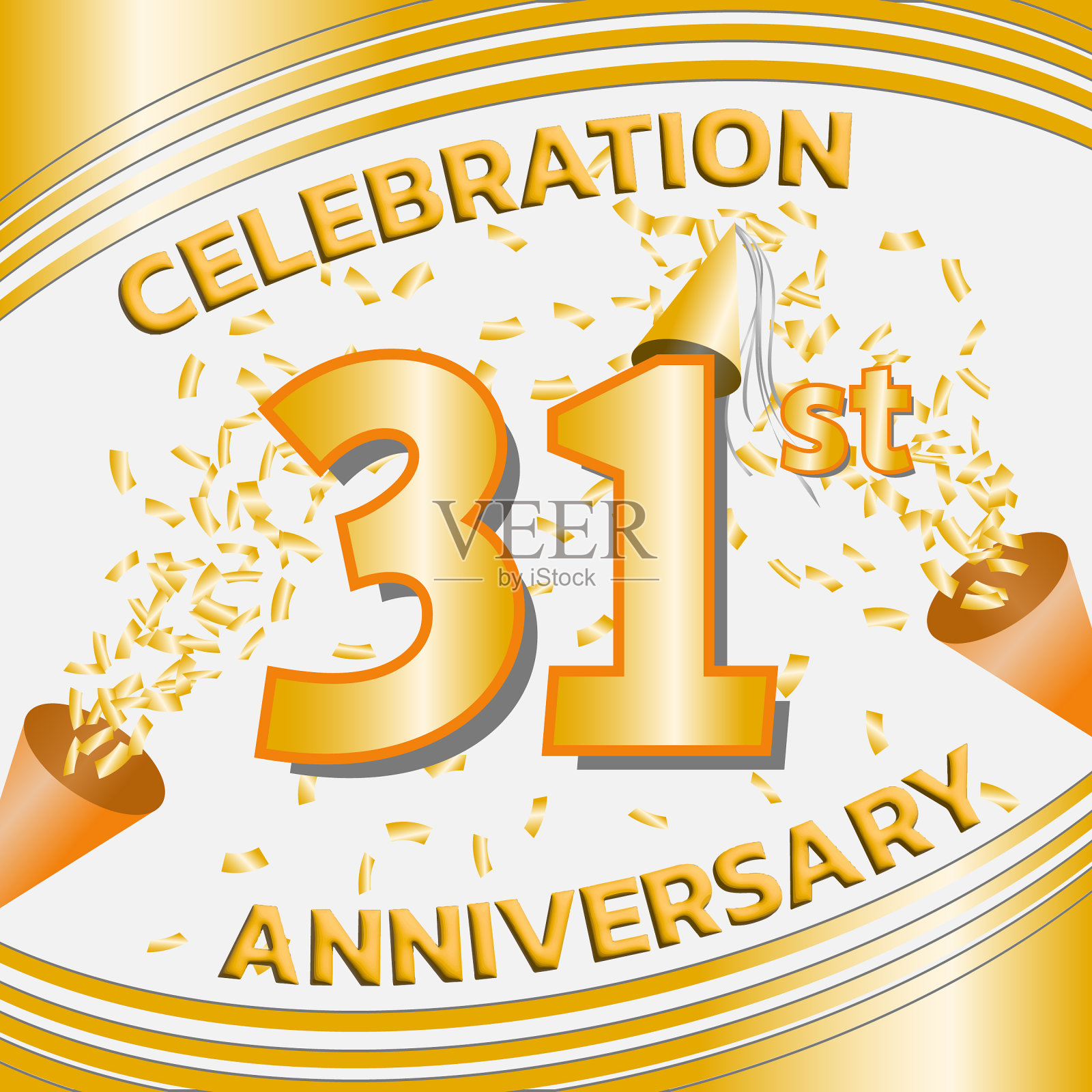 用金色彩纸庆祝31周年插画图片素材