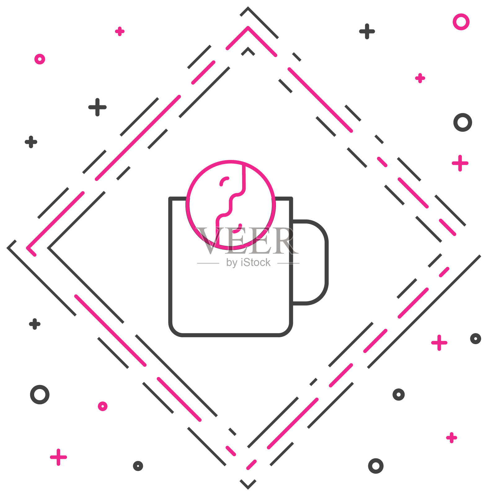 线茶时间图标孤立在白色背景。彩色轮廓概念。向量插画图片素材