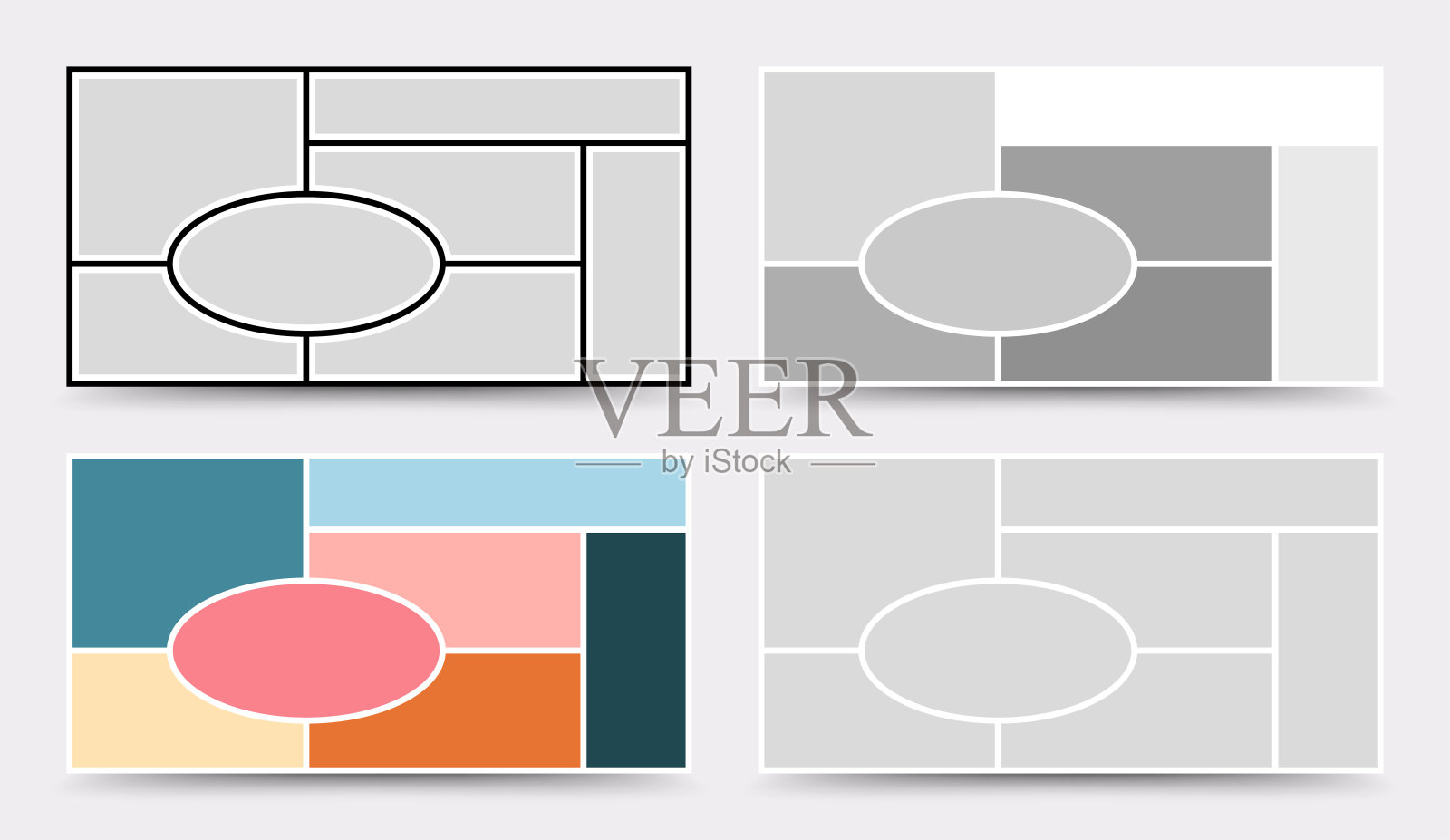 Moodboard模板。照片拼贴布局。极简主义的Moodboard。插画图片素材