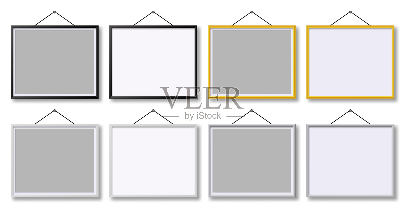 空白相框。绘画或照片的写实画框。插画图片素材