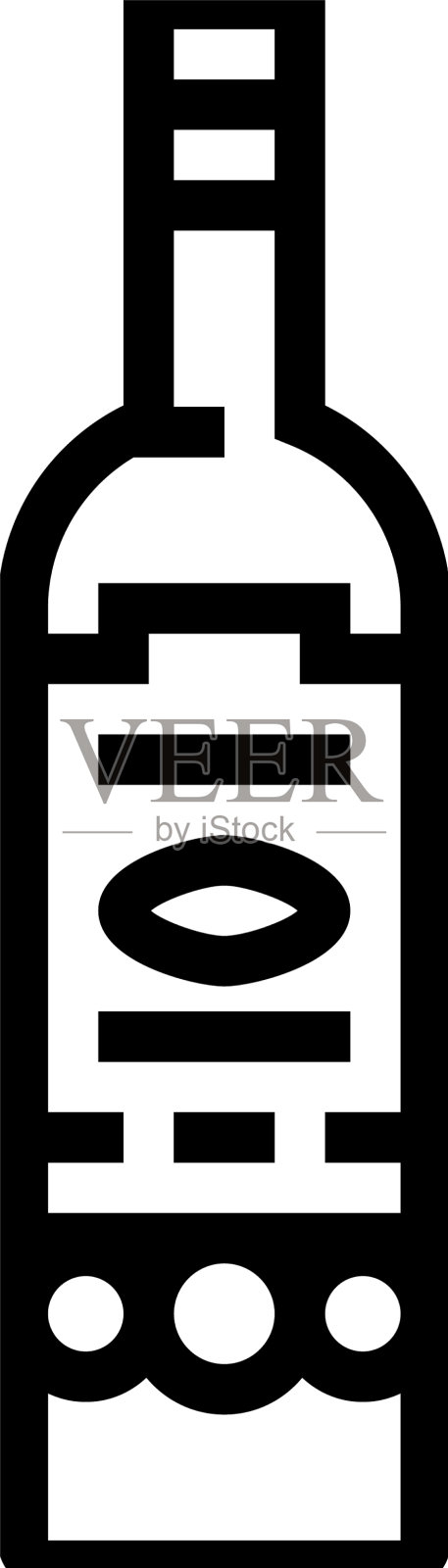 苦艾酒玻璃瓶线图标插画图片素材