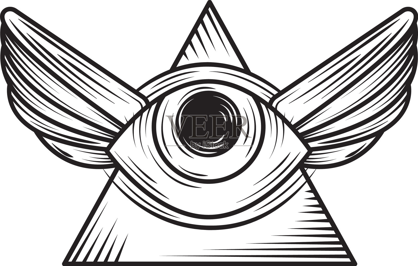 炼金术金字塔和眼睛设计元素图片