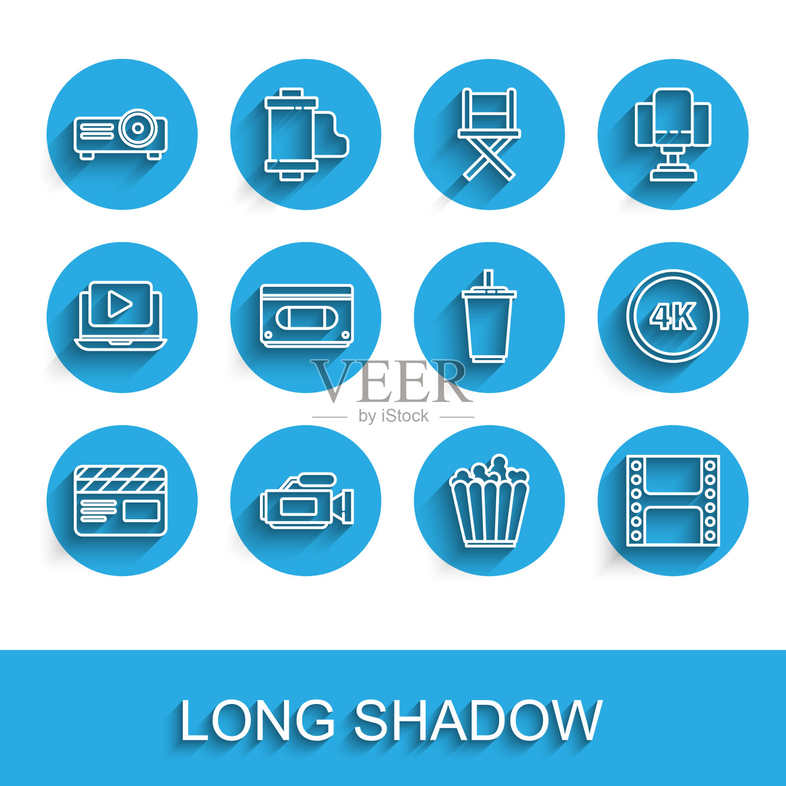 布景线电影拍手电影院摄影机电影电影图标素材