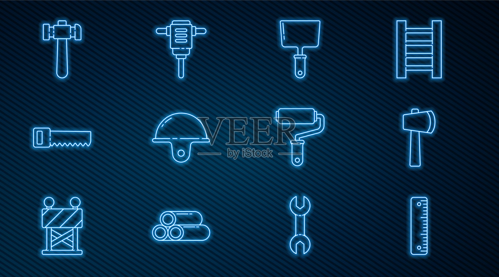 套线尺木斧油灰刀工图标素材