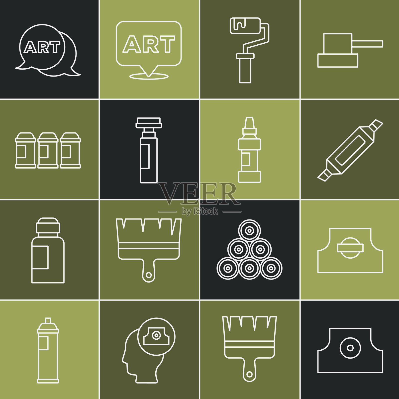 设置线喷漆罐喷嘴盖记号笔油漆图标素材