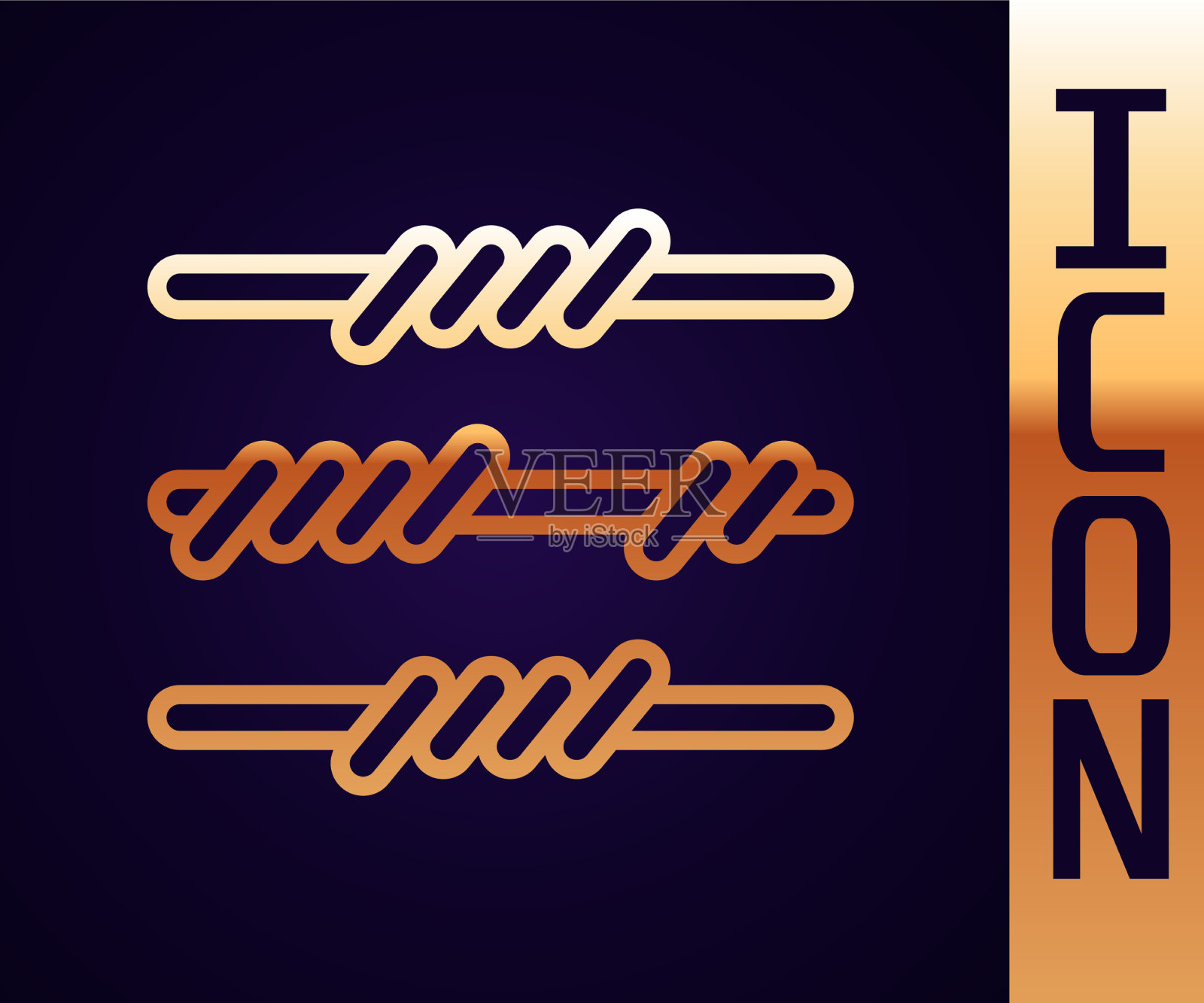 金线铁丝网图标隔离在黑色上插画图片素材