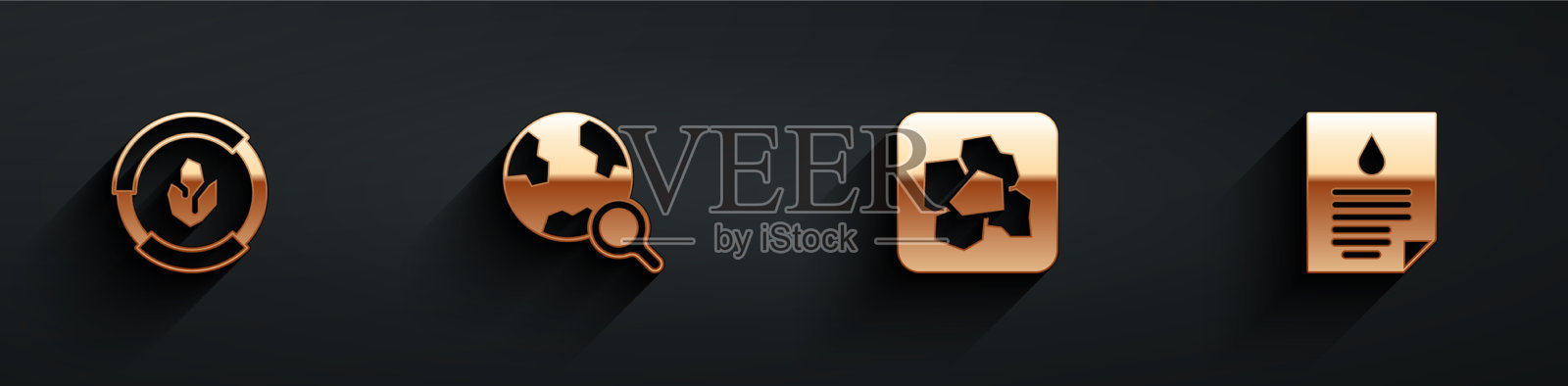 设置有球形的土壤分析放大镜图标素材