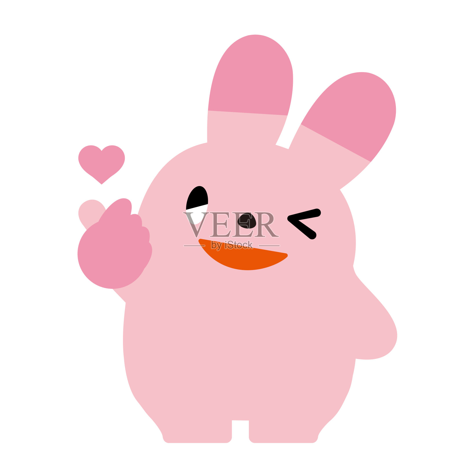 可爱积极的兔子手指heart_wink插画图片素材