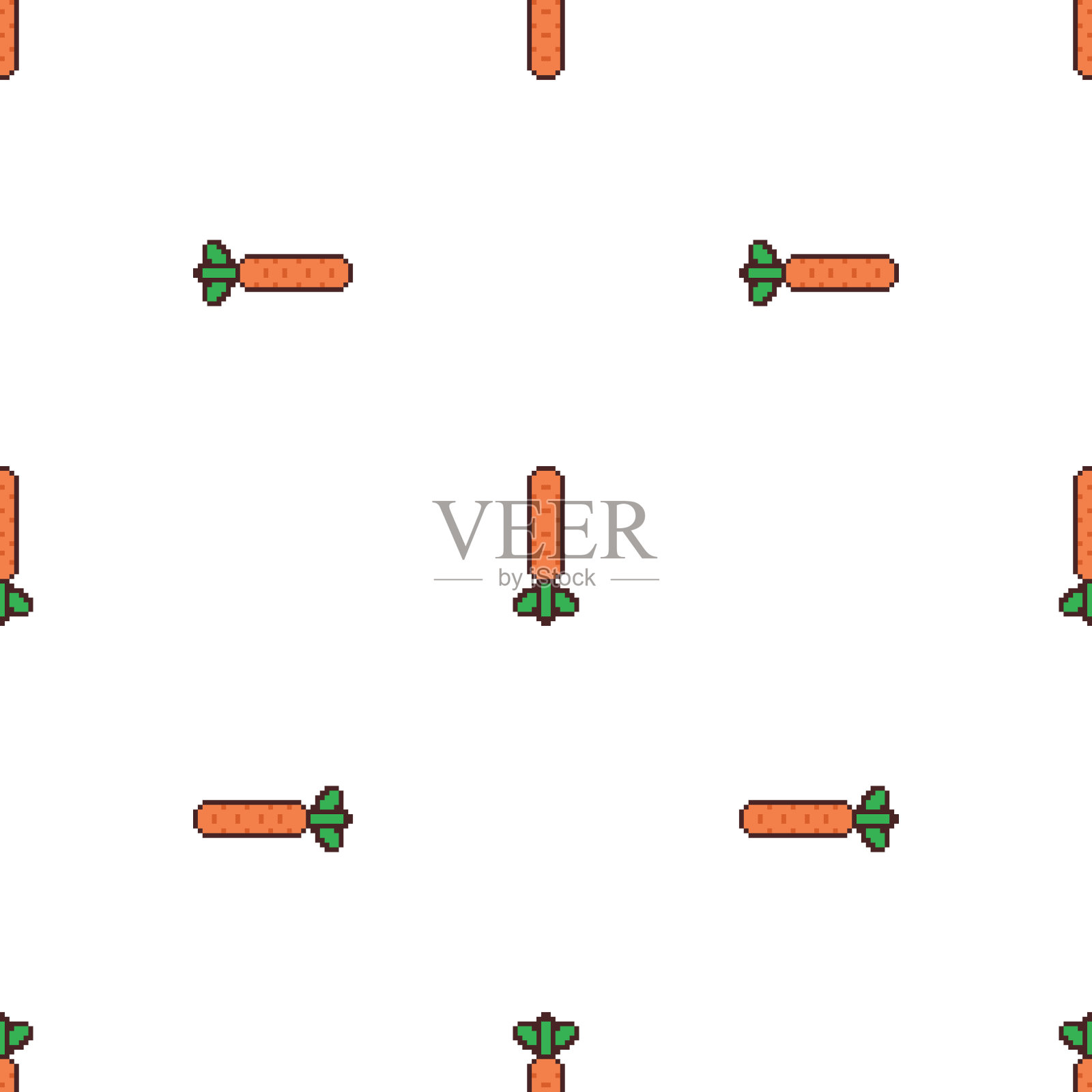 胡萝卜像素艺术图案无缝衔接。8位像素纹理。蔬菜装饰插画图片素材