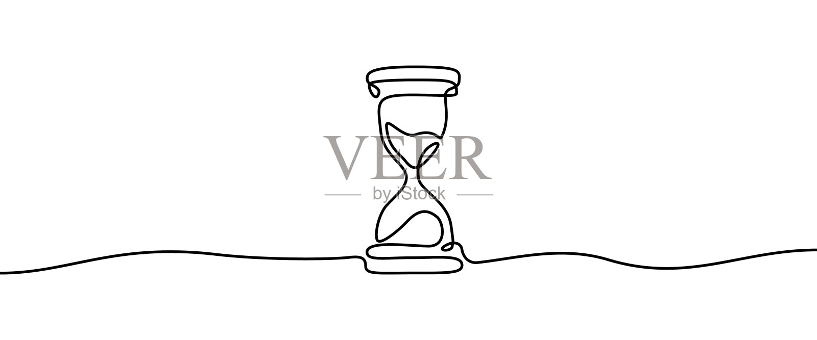 沙漏形状绘图采用连续线、细线设计矢量插图插画图片素材
