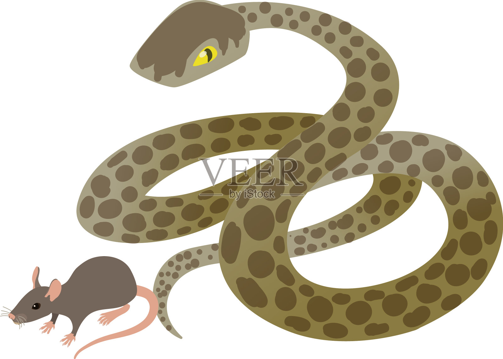 狩猎蛇图标等距灰色鼠标插画图片素材