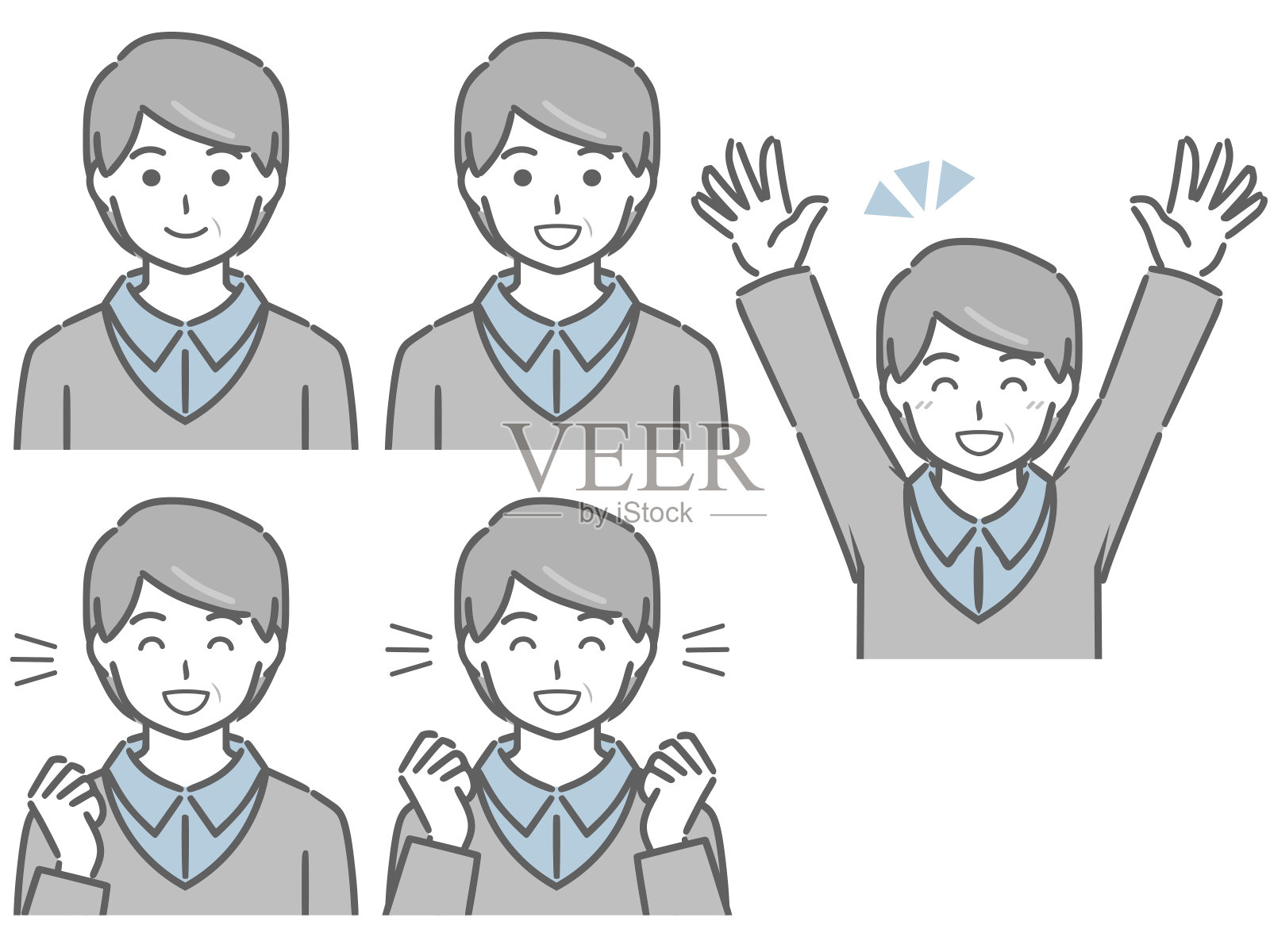 中年男子快乐的表情插画图片素材