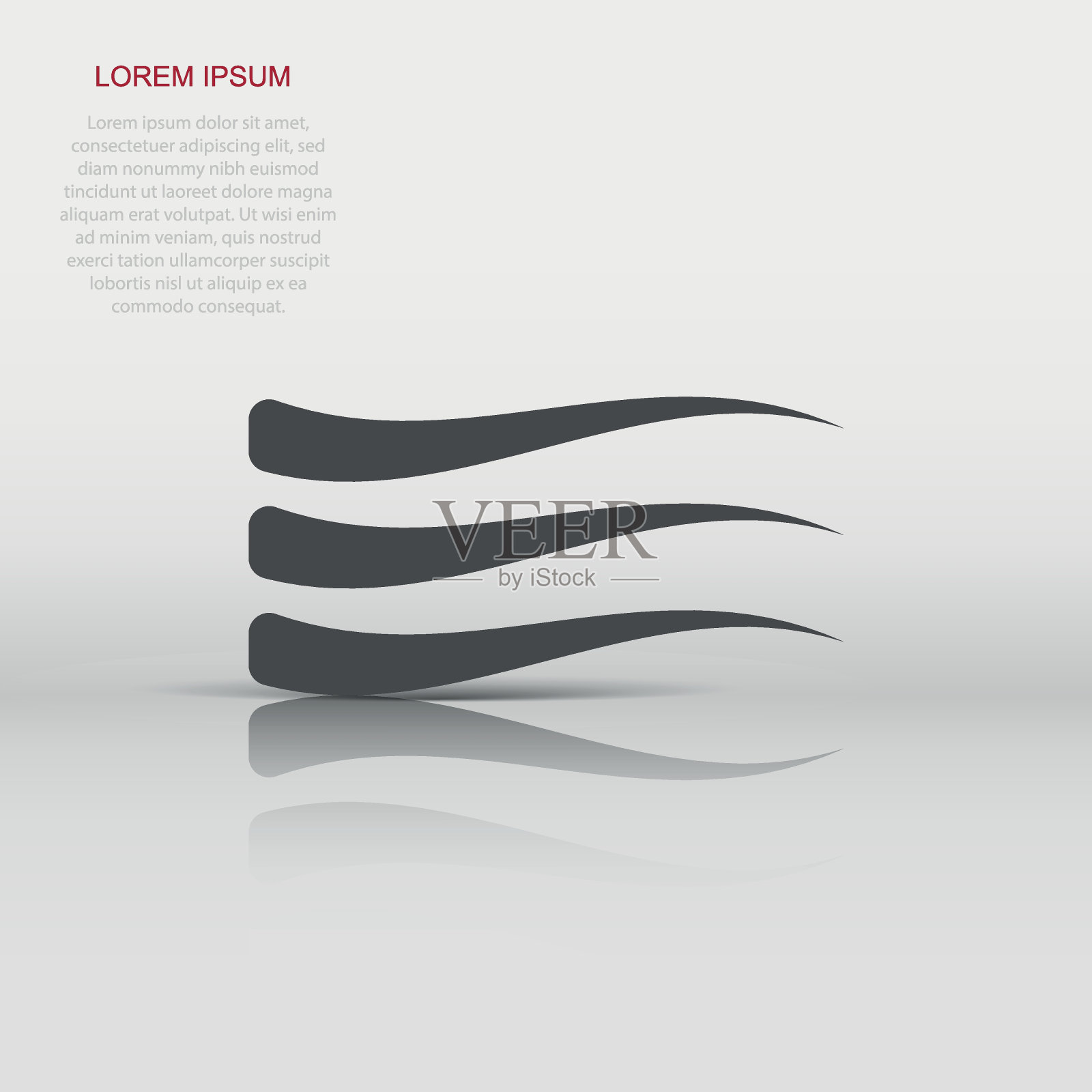 波浪图标在平面风格。流量标志图解。挥舞着经营理念。插画图片素材