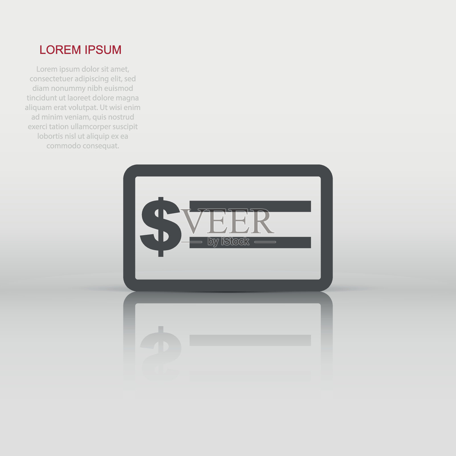 金钱检查图标在平面风格。银行支票簿插图象形图。支票簿招牌经营理念。插画图片素材