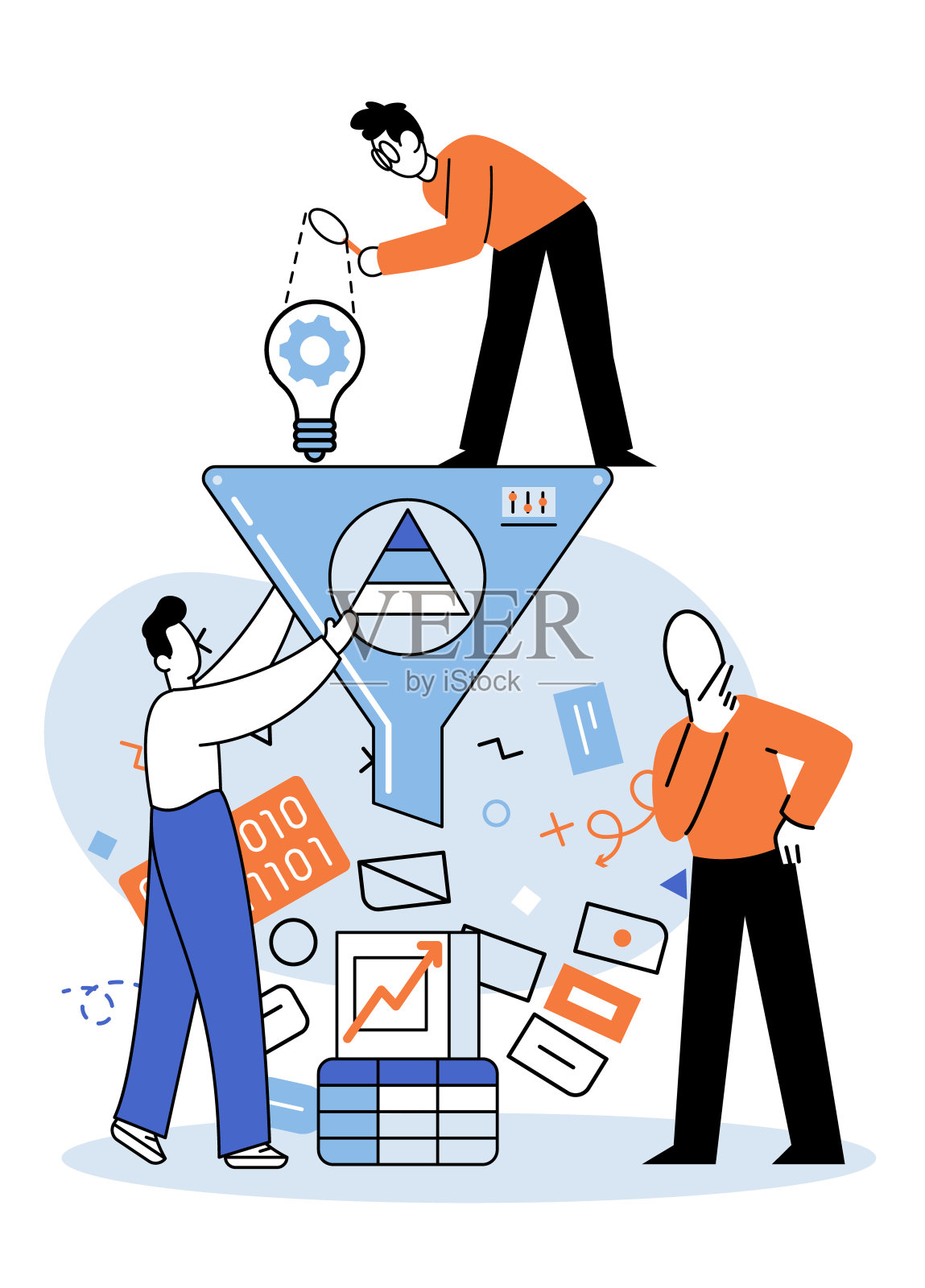 商业智能数据分析为战略决策提供分析信息插画图片素材