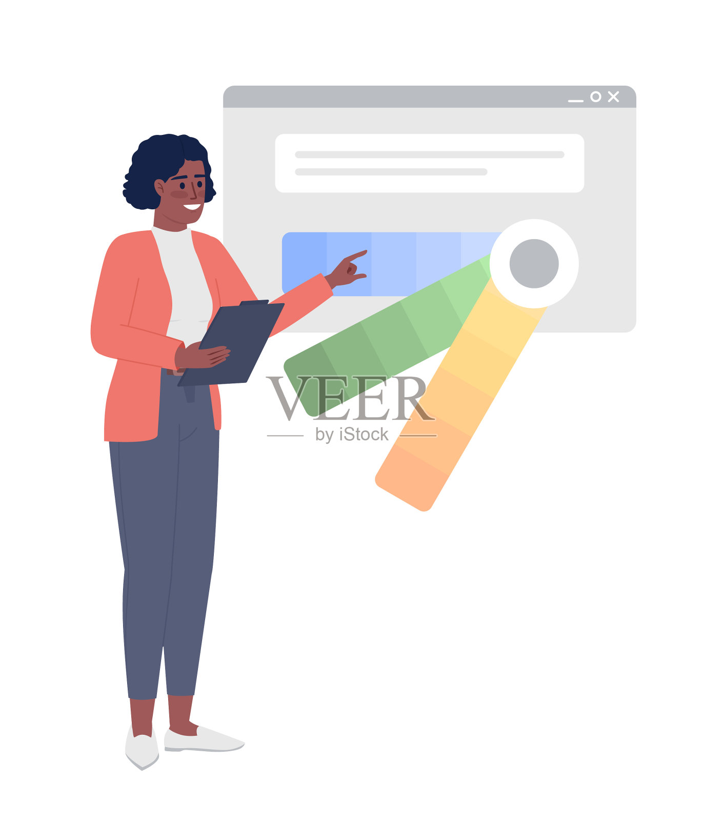 女性网站设计师选择配色方案设计元素图片