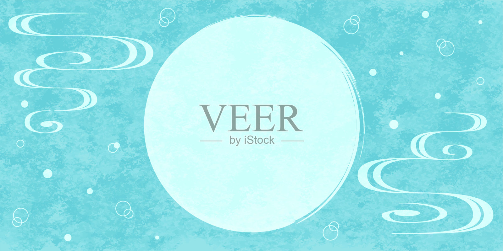 夏日般的流水图案和笔触圆形背景。水彩纹理。插画图片素材