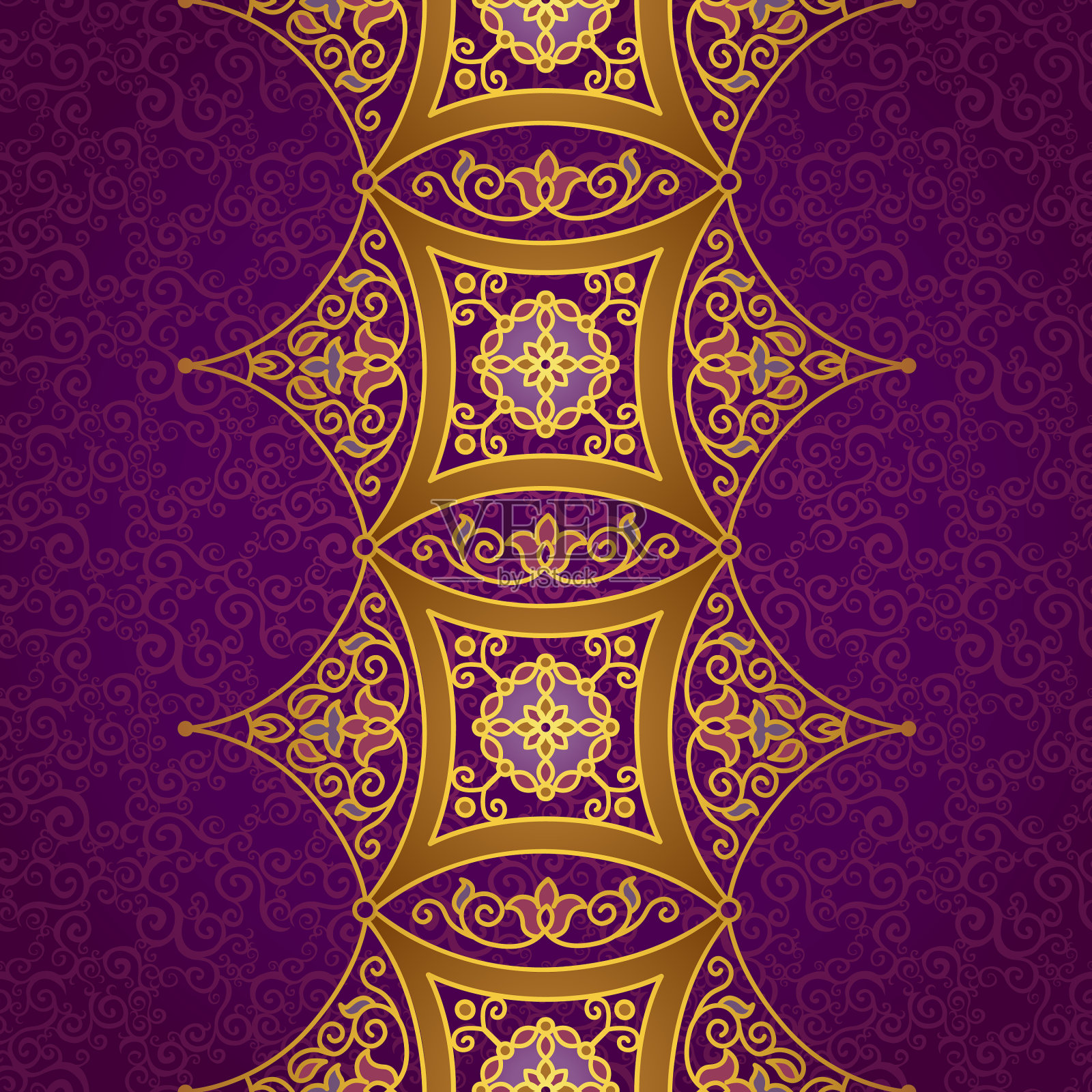 华丽的无缝边界在东方风格插画图片素材