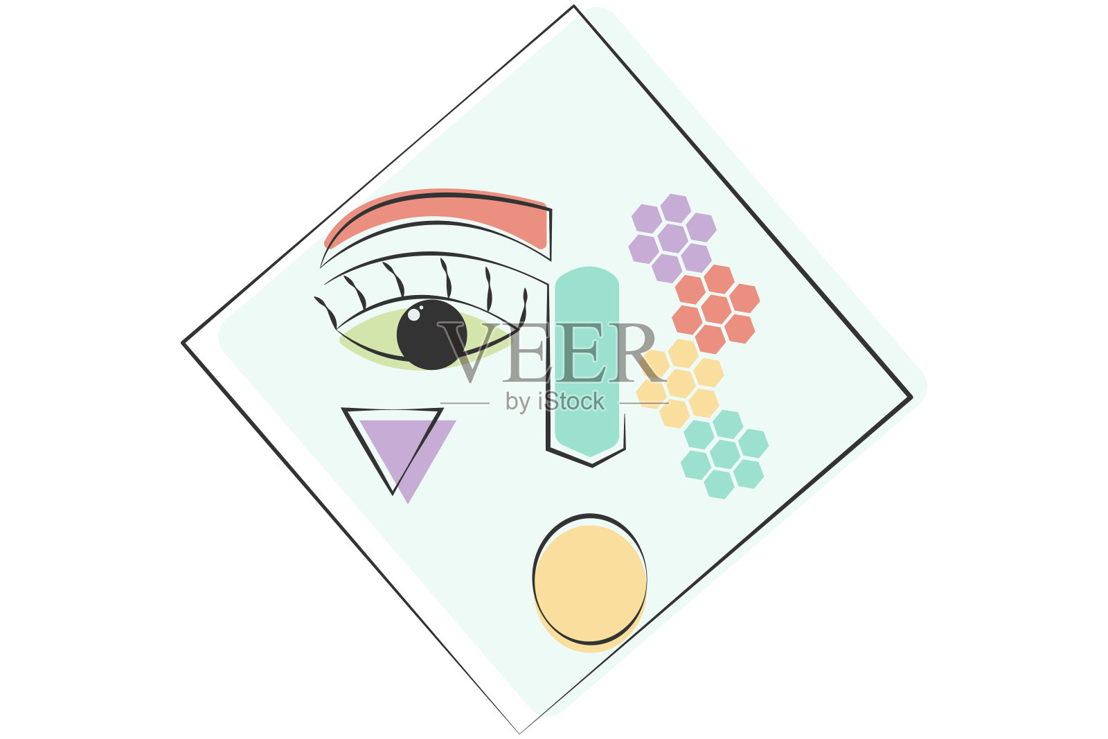 从几何形状抽象的脸。女性面孔的摘要插画图片素材